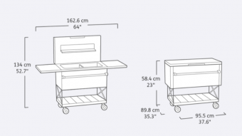 Стол-бар (Patio Cooler & Beverage Cart) серый